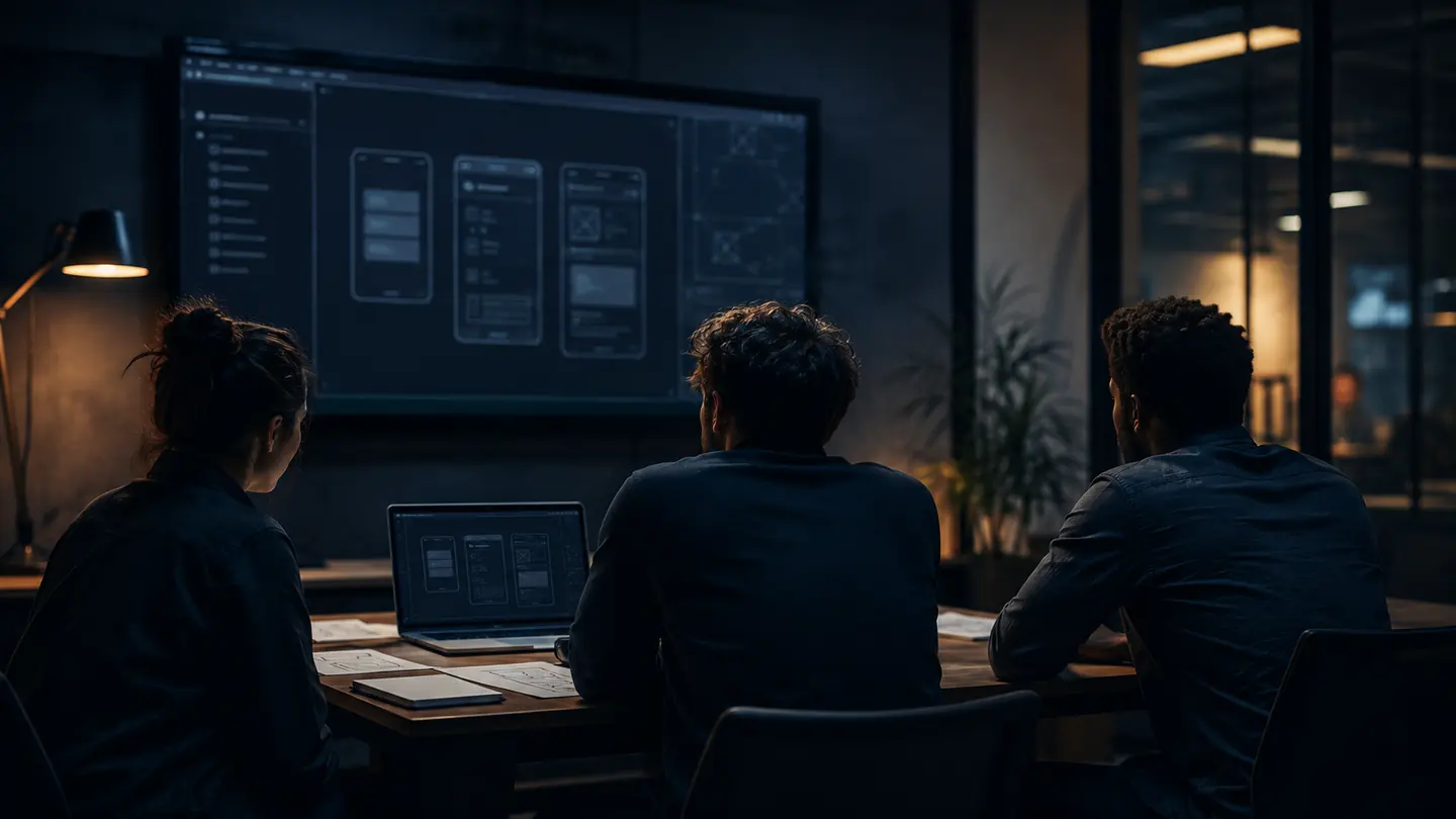 Illustration : écrans de maquettes d’application sur un bureau